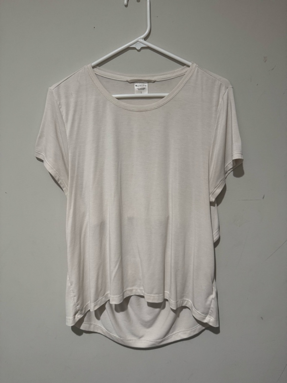 Athleta White Short Sleeve Crewneck Tee with Keyhole Back